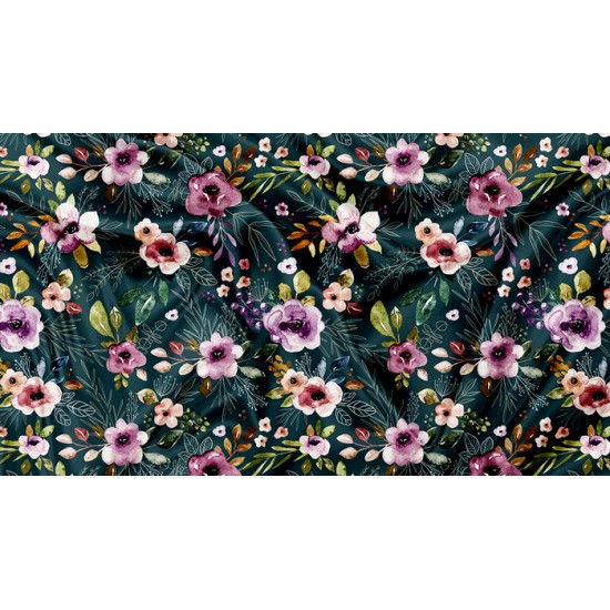 SQUISH Motif Floral Boho Teal - IMPRIMÉ AU QUÉBEC À NOTRE ATELIER