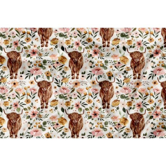 DBP Motif Vache Highland Floral - IMPRIMÉ AU QUÉBEC À NOTRE ATELIER