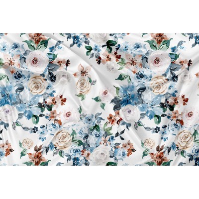 DBP Motif Floral Vintage Bleu - IMPRIMÉ AU...