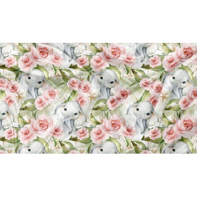 DBP Motif Éléphant Floral Doré - IMPRIMÉ AU...