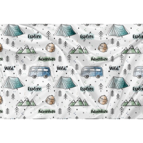 Minky Motif  Adventure Explore Wild - IMPRIMÉ AU QUÉBEC À NOTRE ATELIER