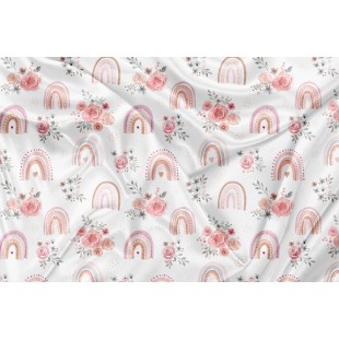 Minky Motif Arc-en-ciel floral - IMPRIMÉ AU...