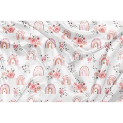 Minky Motif Arc-en-ciel floral - IMPRIMÉ AU...