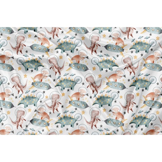 Minky Motif Dino espace - IMPRIMÉ AU QUÉBEC À NOTRE ATELIER