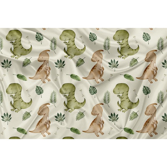 Minky Motif  Dino Feuillage - IMPRIMÉ AU QUÉBEC À NOTRE ATELIER