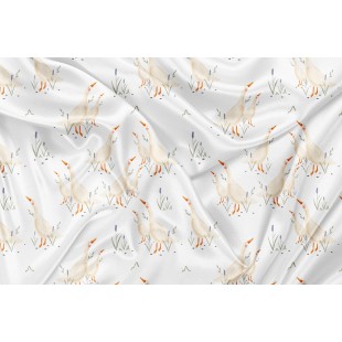 Minky Motif Douce oie fond blanc - IMPRIMÉ AU...
