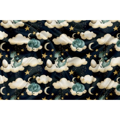 Minky Motif Dragon Lune - IMPRIMÉ AU QUÉBEC À...