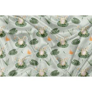 Minky Motif  Grenouille et Nénuphar - IMPRIMÉ AU...