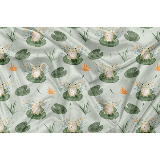 Minky Motif  Grenouille et Nénuphar - IMPRIMÉ AU QUÉBEC À NOTRE ATELIER