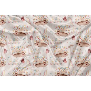 Minky Motif Hérisson Petite Fleur Sauvage -...