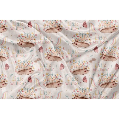 Minky Motif Hérisson Petite Fleur Sauvage -...