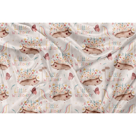 Minky Motif Hérisson Petite Fleur Sauvage - IMPRIMÉ AU QUÉBEC À NOTRE ATELIER