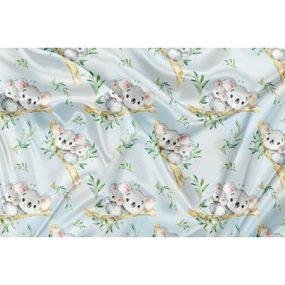 Minky Motif  Koala Bleu Maman et Moi - IMPRIMÉ AU...