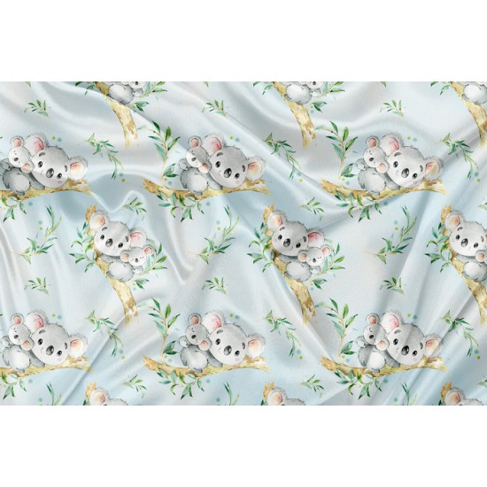 Minky Motif  Koala Bleu Maman et Moi - IMPRIMÉ AU QUÉBEC À NOTRE ATELIER
