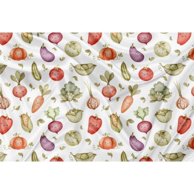 Minky Motif  Légume blanc - IMPRIMÉ AU QUÉBEC...