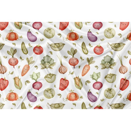 Minky Motif  Légume blanc - IMPRIMÉ AU QUÉBEC À NOTRE ATELIER