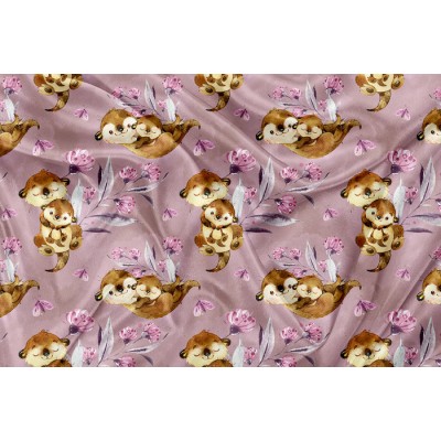 Minky Motif Loutre libellule maman et moi -...