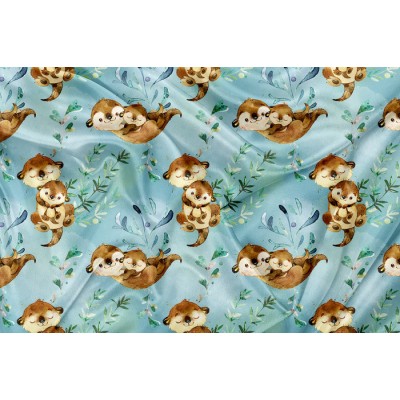 Minky Motif Loutre maman et moi - IMPRIMÉ AU...