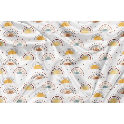 Minky Motif  Soleil Arc-en-ciel Blanc - IMPRIMÉ...