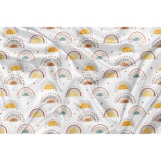 Minky Motif  Soleil Arc-en-ciel Blanc - IMPRIMÉ AU QUÉBEC À NOTRE ATELIER