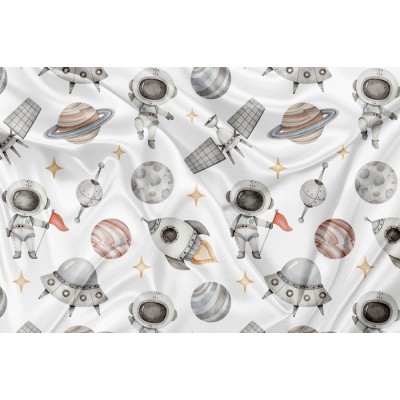 Minky Motif Space Cadet Blanc - IMPRIMÉ AU...