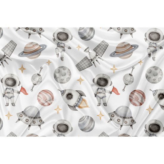 Minky Motif Space Cadet Blanc - IMPRIMÉ AU QUÉBEC À NOTRE ATELIER