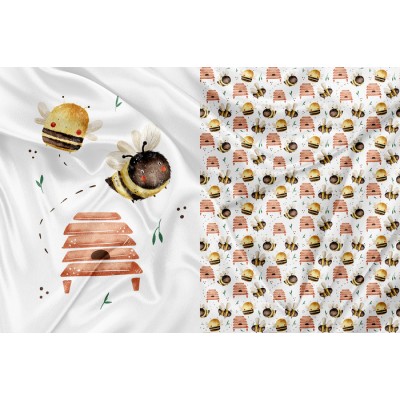 Panneau Minky Petite Abeille et sa ruche -...