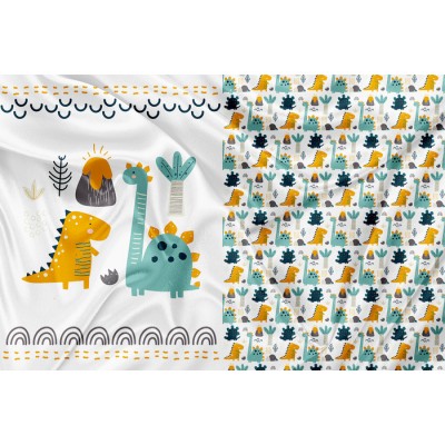 Panneau Minky Dino Orange - IMPRIMÉ AU QUÉBEC À...