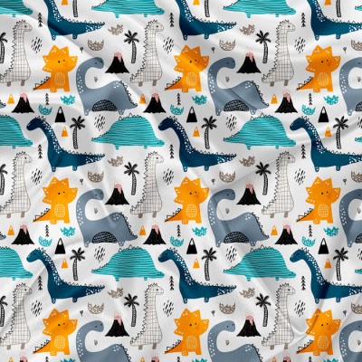 Minky Motif Amis dinosaures - IMPRIMÉ AU QUÉBEC...