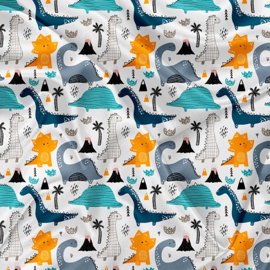 Minky Motif Amis dinosaures - IMPRIMÉ AU QUÉBEC À NOTRE ATELIER