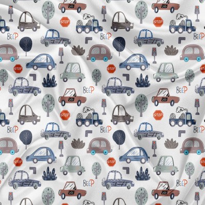 Minky Motif Beep! Beep! - IMPRIMÉ AU QUÉBEC À...