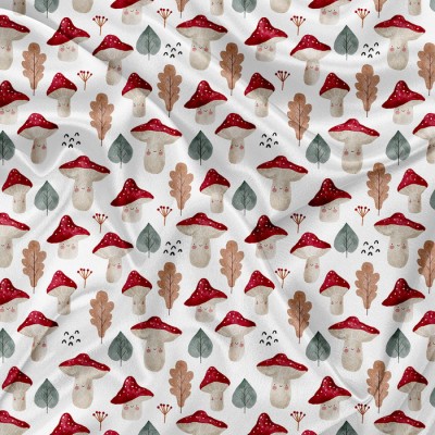 Minky Motif Champignon souriant - IMPRIMÉ AU...