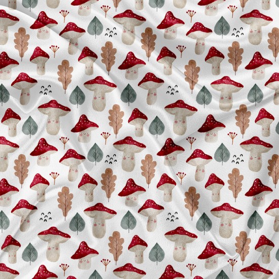 Minky Motif Champignon souriant - IMPRIMÉ AU QUÉBEC À NOTRE ATELIER