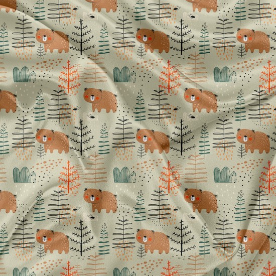 Minky Motif Ourson vagabond - IMPRIMÉ AU QUÉBEC À NOTRE ATELIER