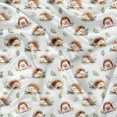 Minky Motif Hérisson aquarelle - IMPRIMÉ AU...