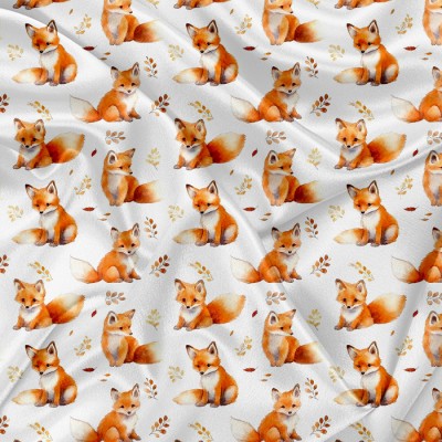 Minky Motif Renard aquarelle - IMPRIMÉ AU QUÉBEC...