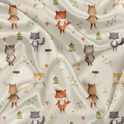Minky Motif Amis de la forêt - IMPRIMÉ AU...