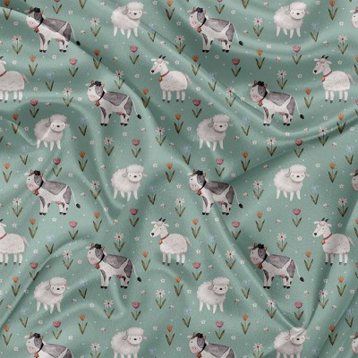 Minky Motif Vache mouton chèvre aquarelle -...