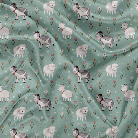 Minky Motif Vache mouton chèvre aquarelle - IMPRIMÉ AU QUÉBEC À NOTRE ATELIER