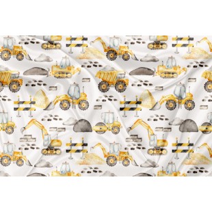 Minky Motif Chantier de construction fond blanc -...