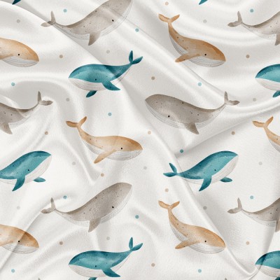 Minky Motif  Baleine aquarelle minimaliste -...