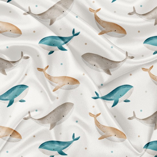 Minky Motif  Baleine aquarelle minimaliste - IMPRIMÉ AU QUÉBEC À NOTRE ATELIER