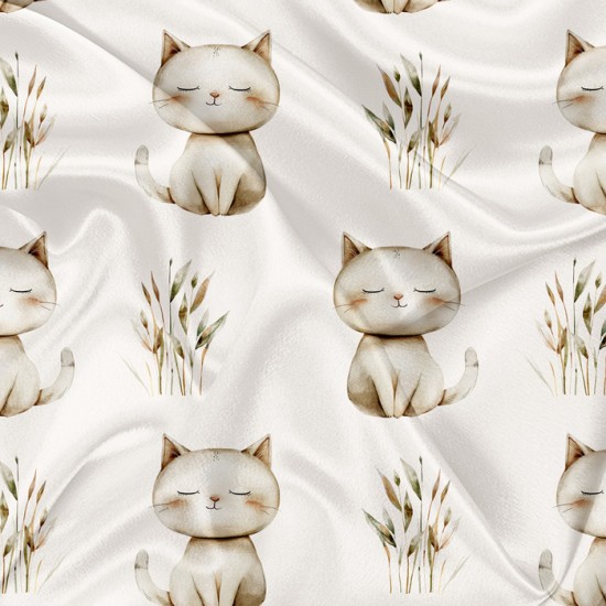 Minky Motif Chats et herbes - IMPRIMÉ AU QUÉBEC À NOTRE ATELIER