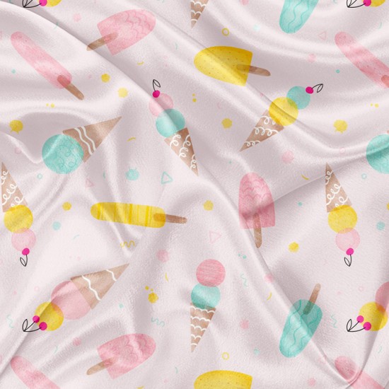 Minky Motif Cornet de crème glacée et popsicle rose aquarelle - IMPRIMÉ AU QUÉBEC À NOTRE ATELIER