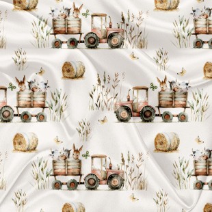Minky Motif Tracteur et animaux de la ferme -...