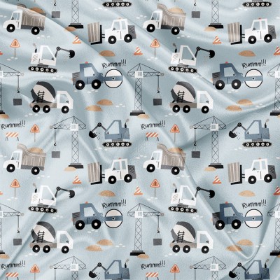 Minky Motif Petit bâtisseur - IMPRIMÉ AU QUÉBEC...
