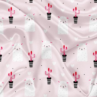 Minky Motif lama et cactus - IMPRIMÉ AU QUÉBEC...