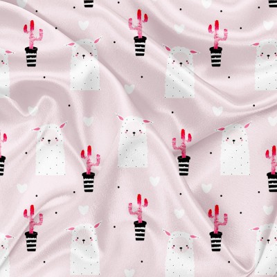Minky Motif lama et cactus - IMPRIMÉ AU QUÉBEC...