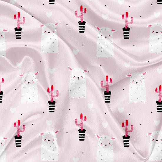 Minky Motif lama et cactus - IMPRIMÉ AU QUÉBEC À NOTRE ATELIER