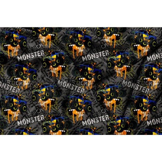 Minky Motif Monster truck 01 - IMPRIMÉ AU QUÉBEC À NOTRE ATELIER